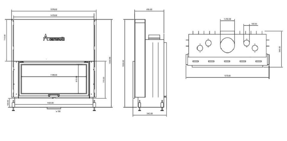 A Caminetti Asansörlü Şömine Haznesi Flat 120 x 60 cm