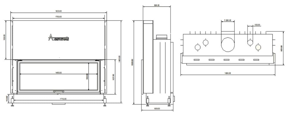 A Caminetti Asansörlü Şömine Haznesi Flat 150 x 50 cm