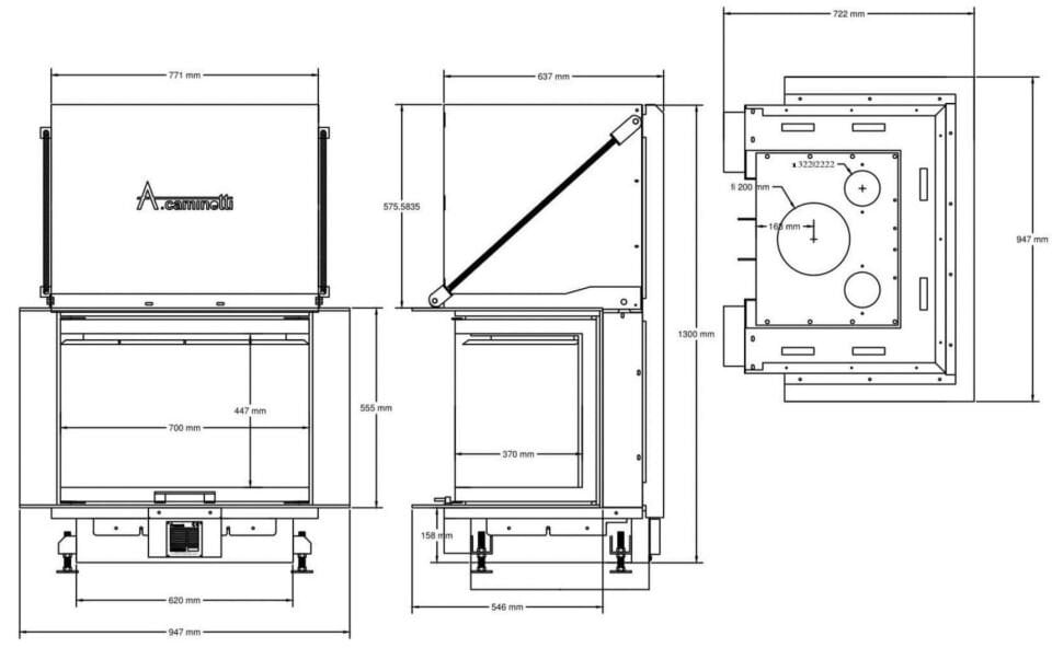 A Caminetti Crystal Şömine Haznesi 80 Max 3 Tarafı Açık