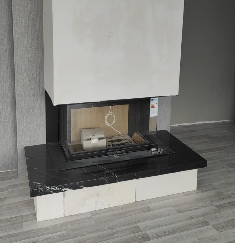 A.Caminetti Crystal Asansörlü Çelik Şömine Haznesi 90 Max Üç Açık