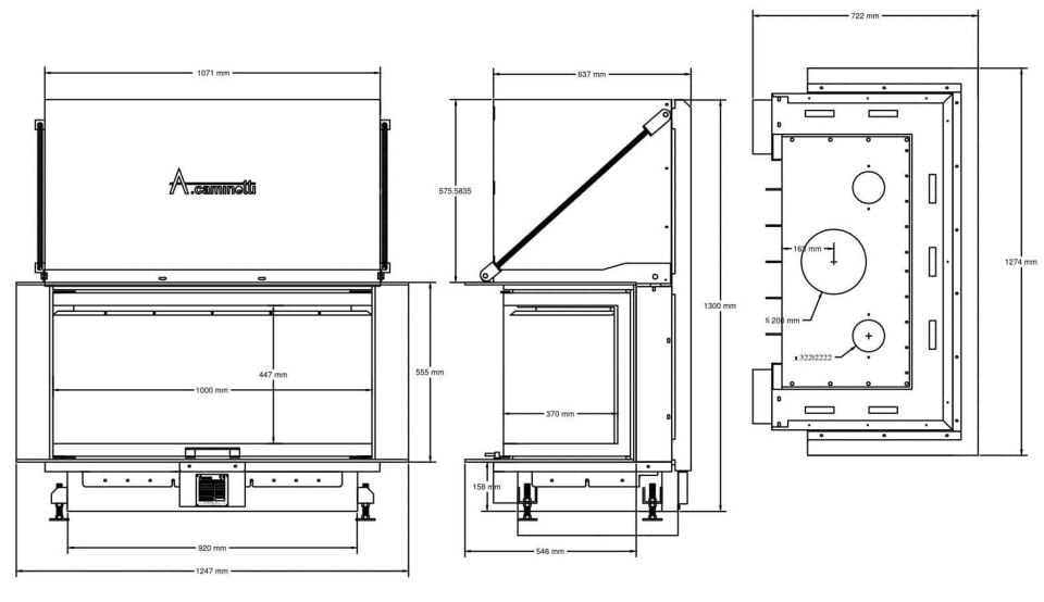 A Caminetti Crystal Şömine Haznesi 110 Max 3 Tarafı Açık