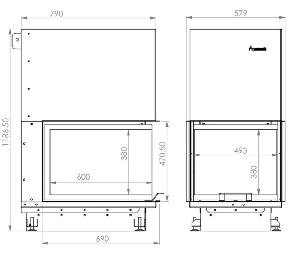 A.Caminetti Crystal Eco 3D 50x60 Epi Asansörlü Çelik Şömine