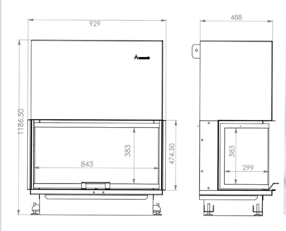 A.Caminetti Crystal Asansörlü Çelik Şömine haznesi 90 Eco 3 Açık