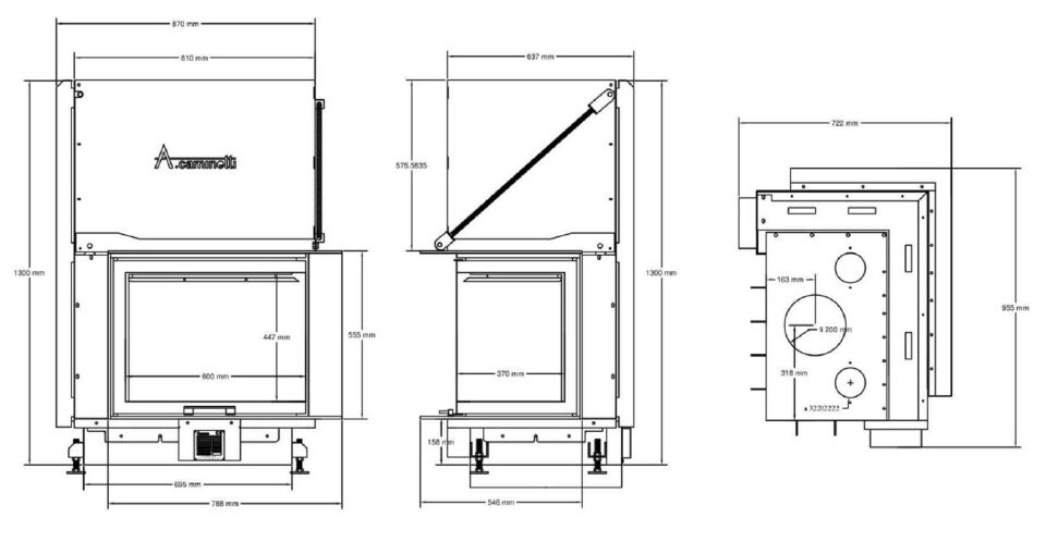 A Caminetti Quattro Şömine Haznesi 80 Sağ Açık