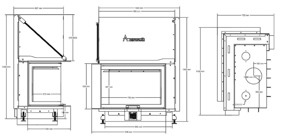 A Caminetti Quattro Şömine Haznesi 90 Sağ Açık