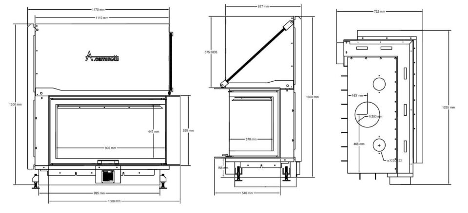 A Caminetti Quattro Şömine Haznesi 100 Sağ Açık