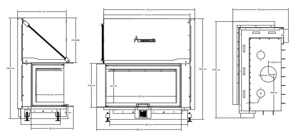 A Caminetti Quattro Şömine Haznesi 100 Sol Açık