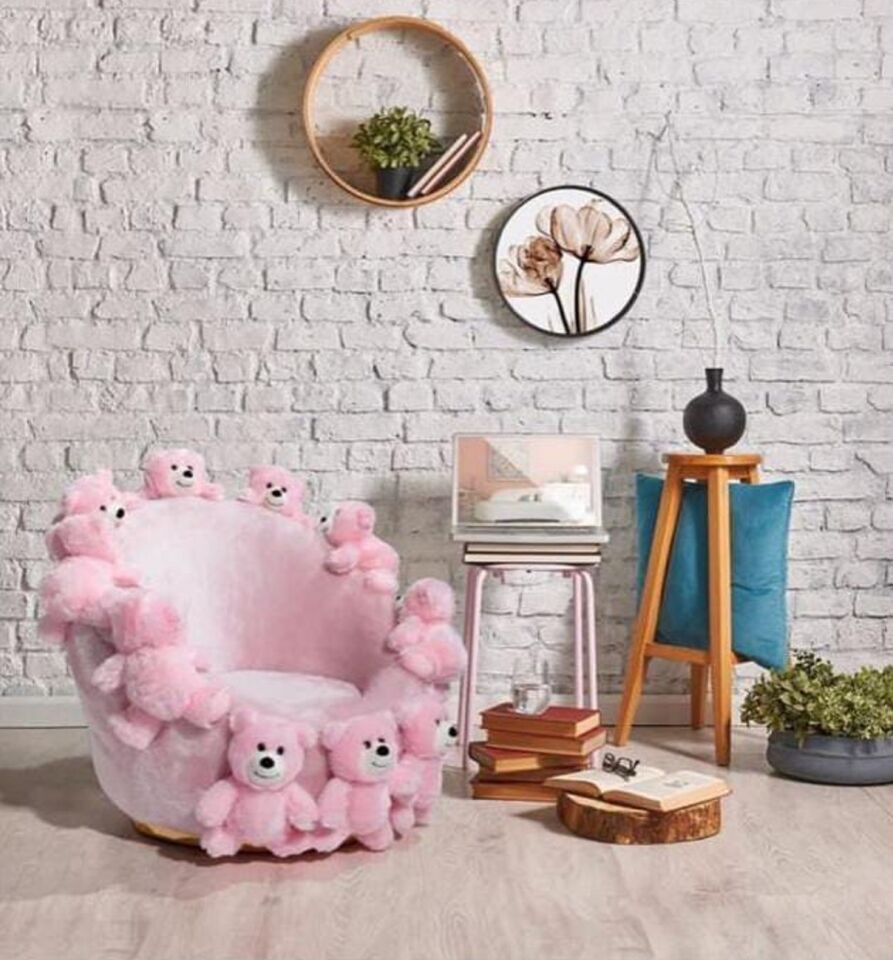 Miss Worble Teddy Bears Kids Pofuduk Berjer Kanepe Koltuk Pembe