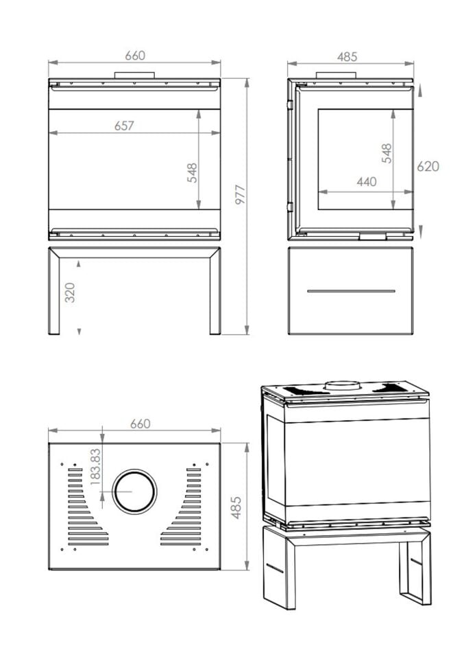 A Caminetti Scandinavian 65 Şömine 3 Açık