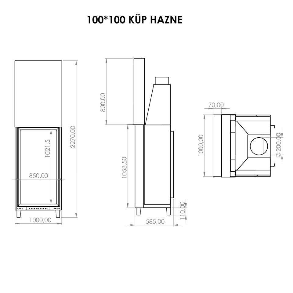 Serra Küp Şömine Haznesi 100 x 100 x 150 cm