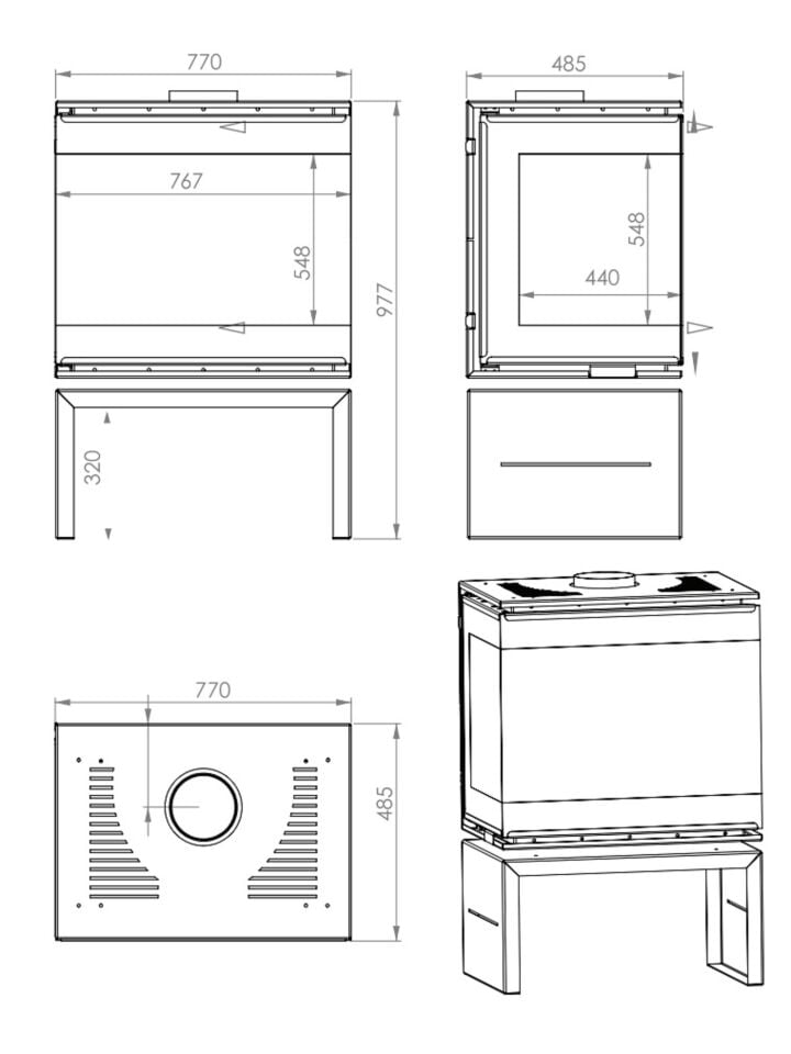 A Caminetti Scandinavian 75 Şömine 3 Açık