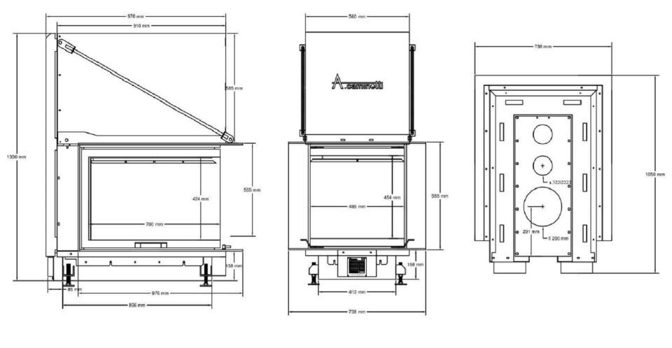 A Caminetti Crystal Şömine Haznesi 3D 50 x 70 cm 3 Açık Epi