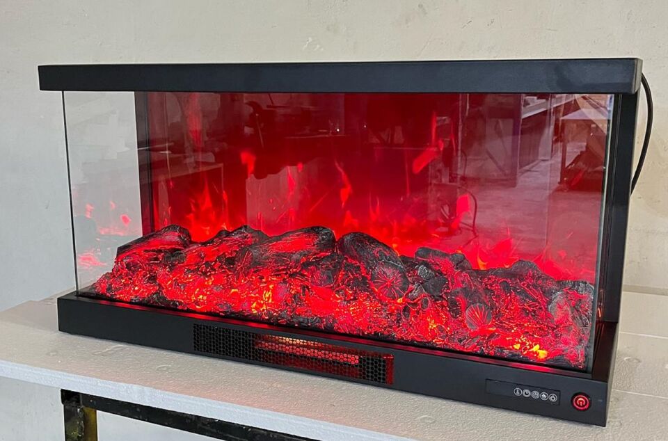 Alaz Efekt 90 cm Üç Açık Elektrikli Şömine Wifi Bluetooth