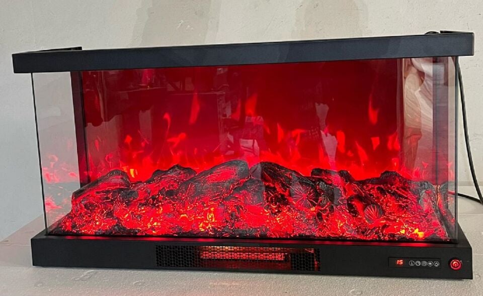 Alaz Efekt 90 cm Üç Açık Elektrikli Şömine Wifi Bluetooth