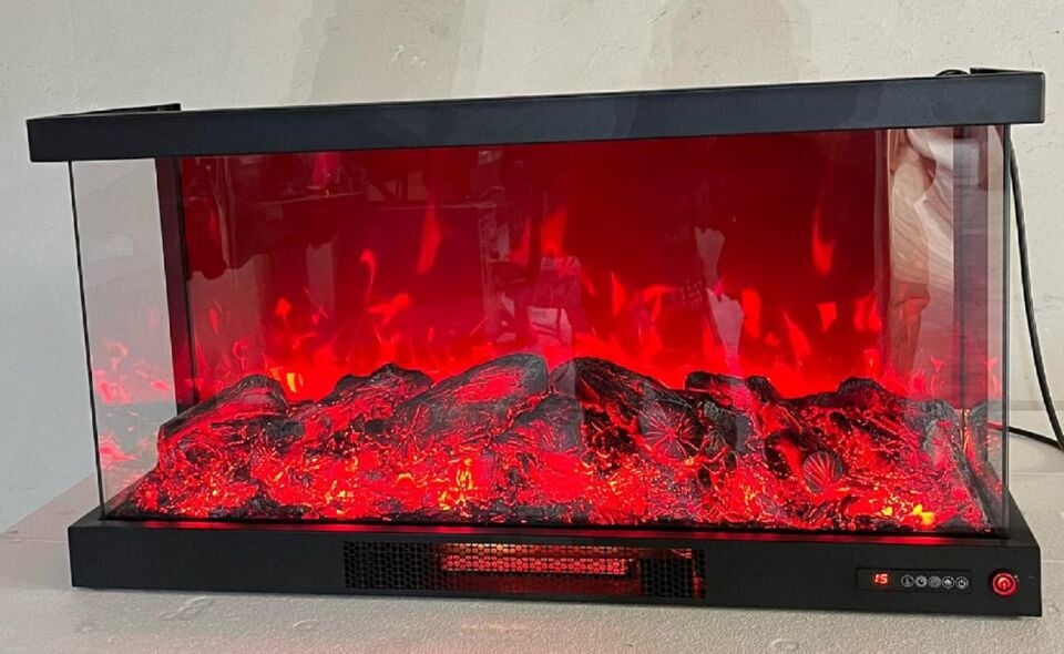 Alaz Efekt 3D 3 Açık Elektrikli Şömine Wifi Bluetoothlu Prizmatik 90 Lık