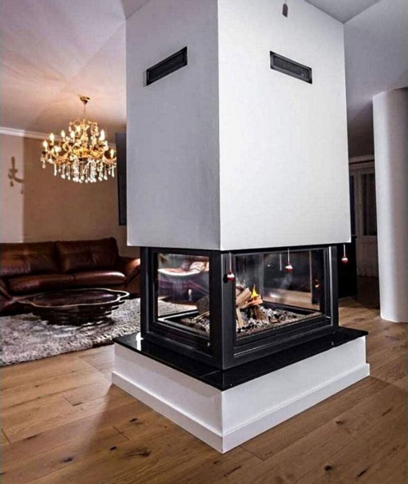 A.Caminetti Crystal Şömine Haznesi 4D 4 Tarafı Açık 90 Lık