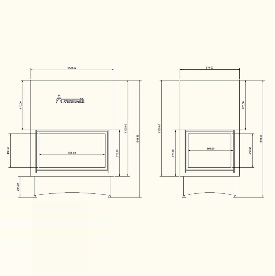 A.Caminetti Crystal Şömine Haznesi 4D 4 Tarafı Açık 90 Lık