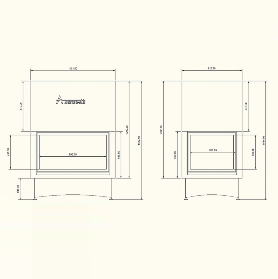 A.Caminetti Crystal Şömine Haznesi 4D 4 Tarafı Açık 90 Lık