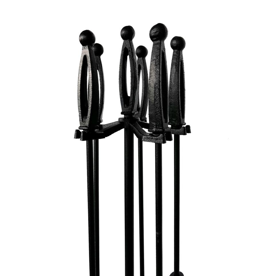 Schömne Şömine Maşa Takımı Yuvarlak Ayaklı Siyah