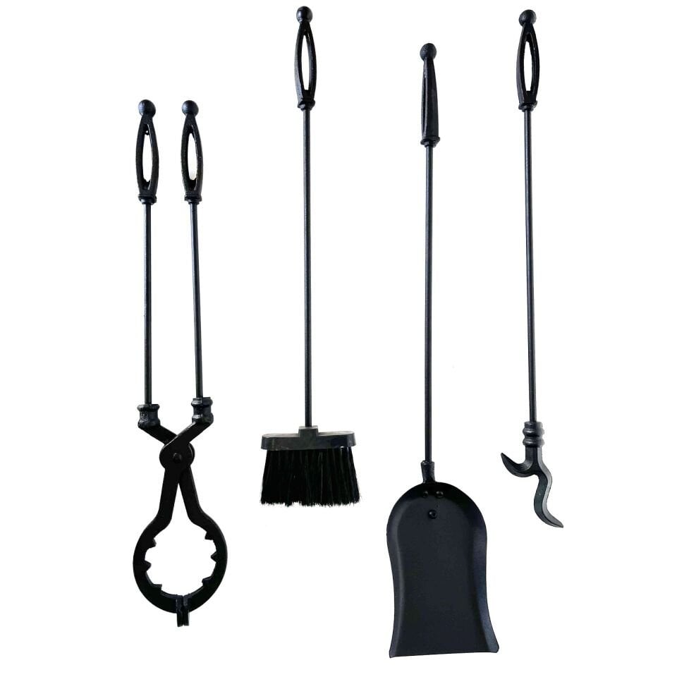 Schömne Şömine Maşa Takımı Yuvarlak Ayaklı Siyah