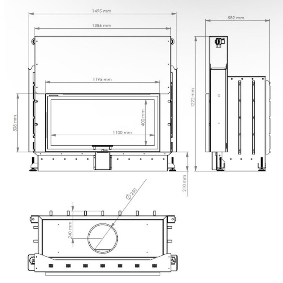 A Caminetti Flat Çelik Şömine Haznesi 110 X 50 Eco