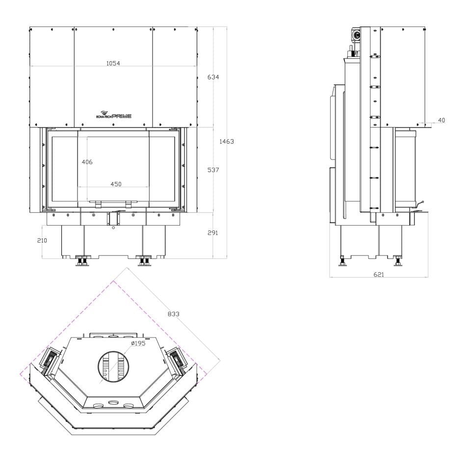 Echa Tech Asansörlü Prizma Büyük G Çelik Şömine Haznesi 105 Lik