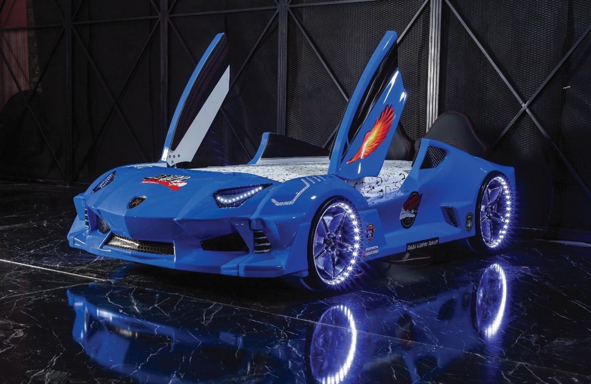 Kaju Carbed Arabalı Çocuk Yatak Borghi Full Mavi