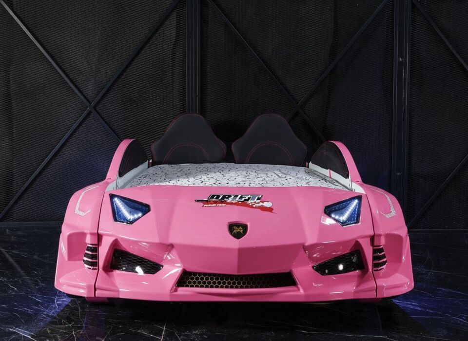 Kaju Carbed Arabalı Çocuk Yatak Borghi Full Pembe