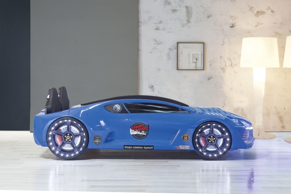 Kaju Carbeds Arabalı Çocuk Yatak Moon Full Mavi