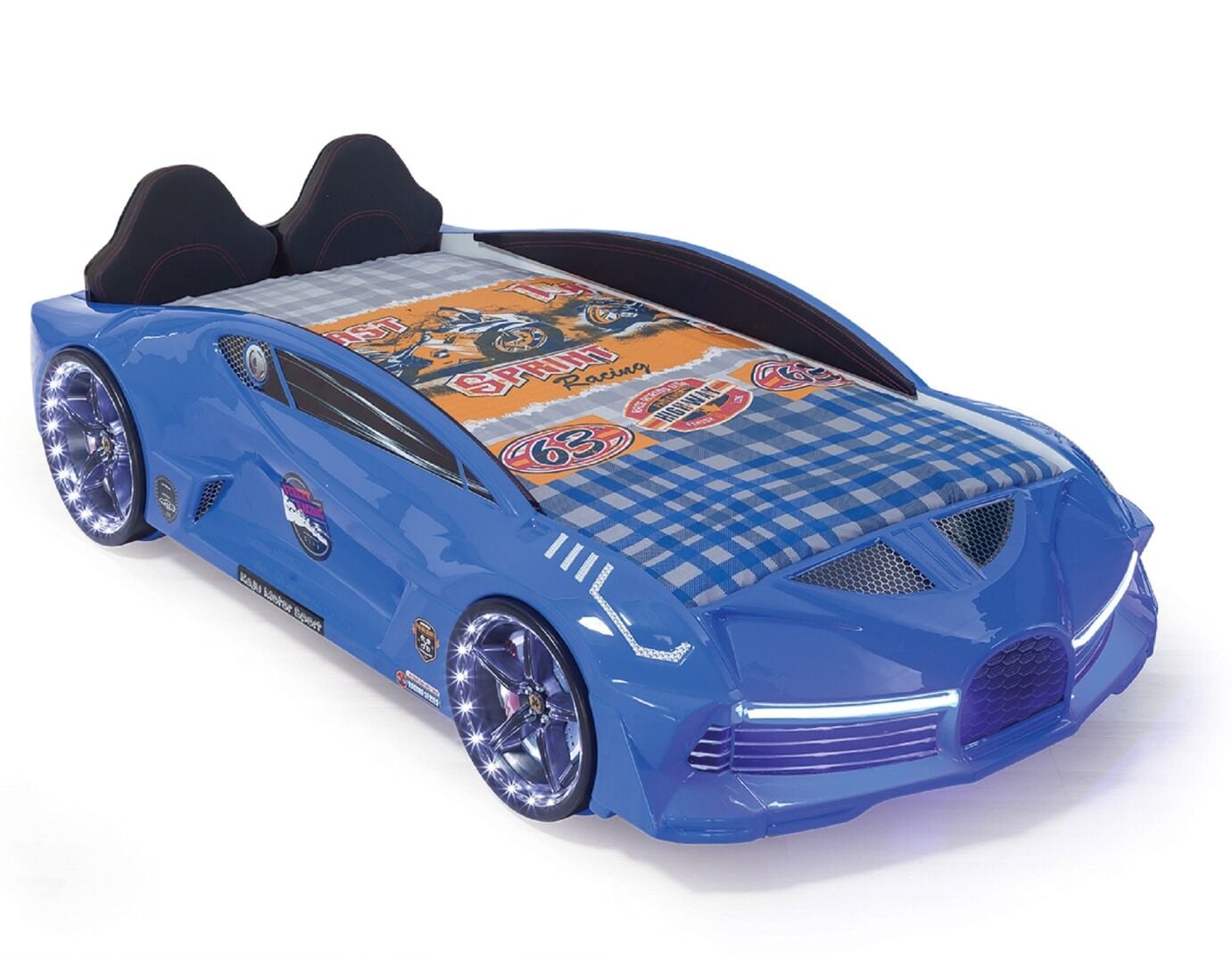 Kaju Carbeds Arabalı Çocuk Yatak Moon Full Mavi