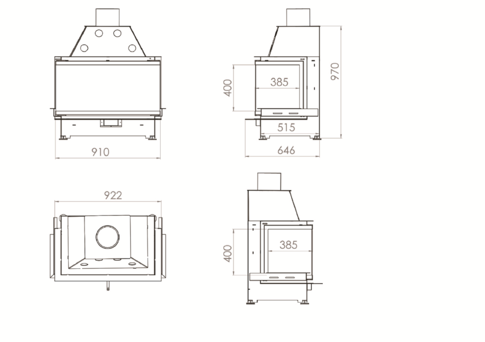 Echa Tech Çelik Şömine Haznesi 3V 90