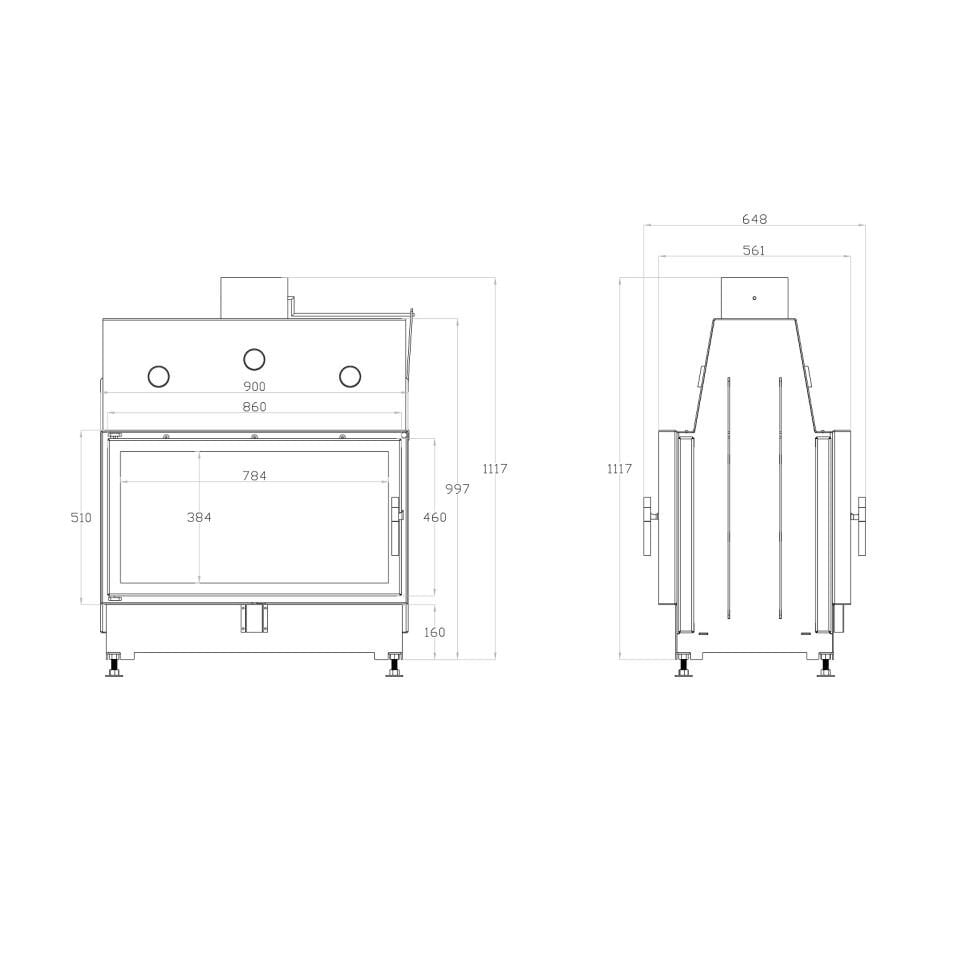 Echa Tech Çelik Şömine Haznesi Tünel Çift Yüzlü 90 x 51