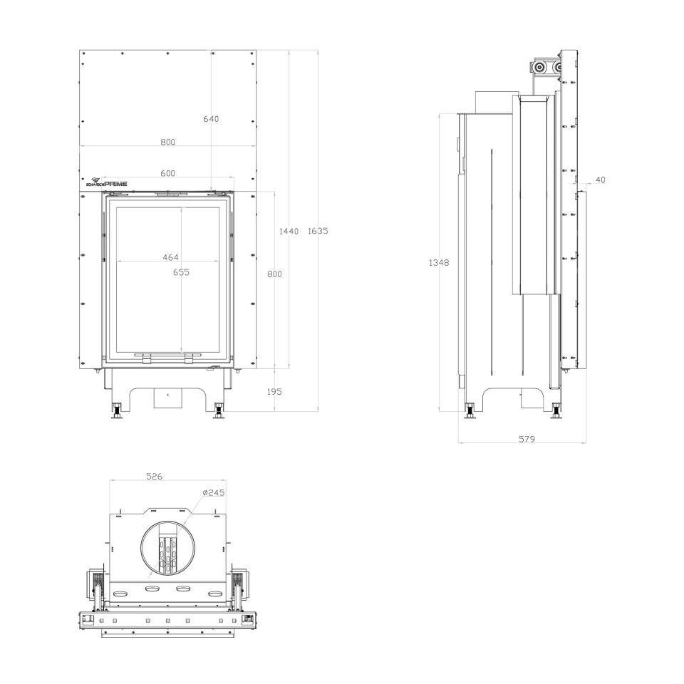 Echa Tech Asansörlü Çelik Şömine Haznesi Düz 60 x 80