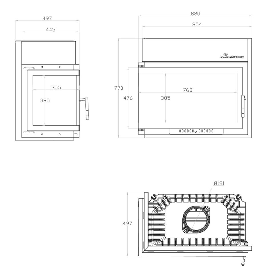 Echa Tech Döküm Şömine Sol Açık  Font 800