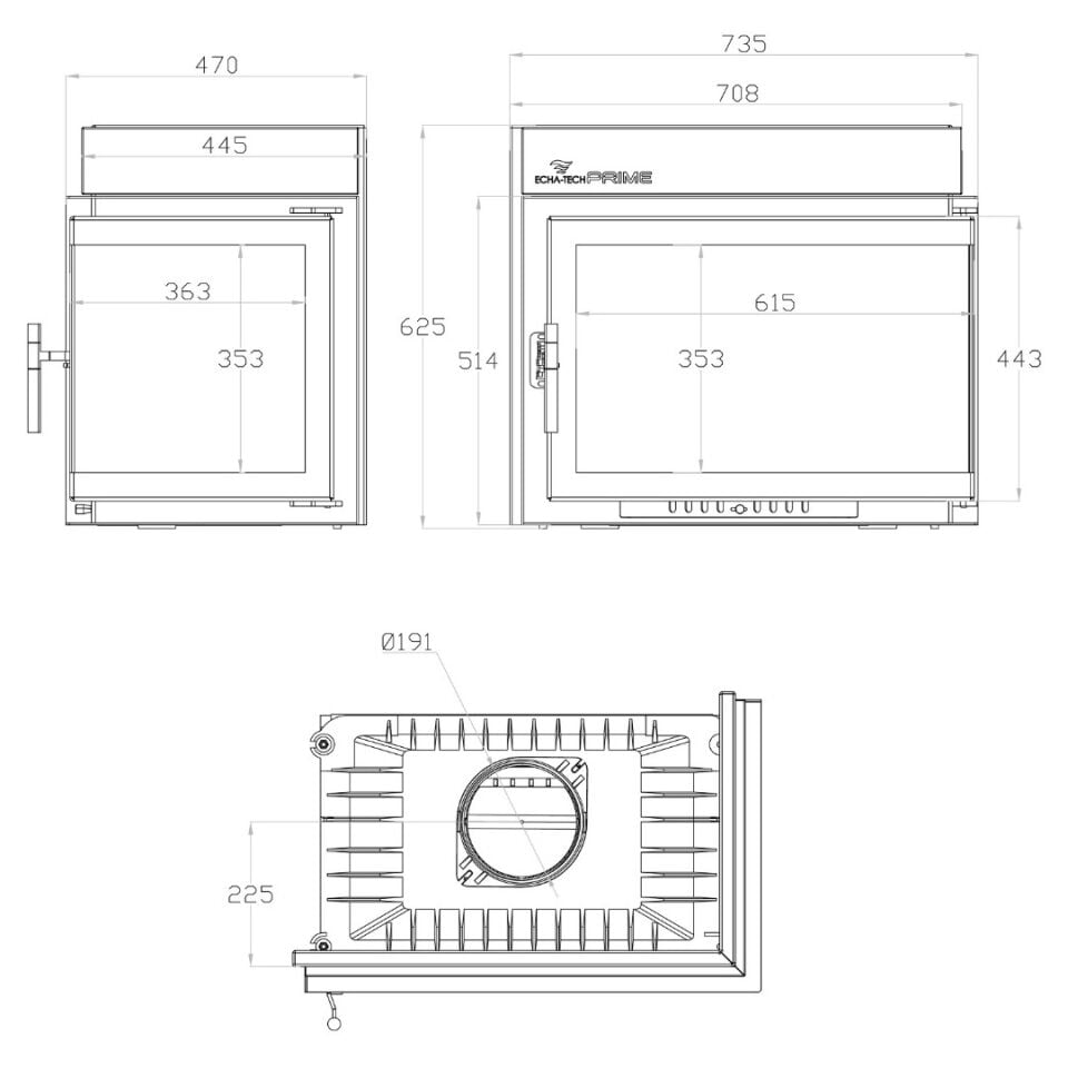 Echa Tech Döküm Şömine Sağ Açık Font 700
