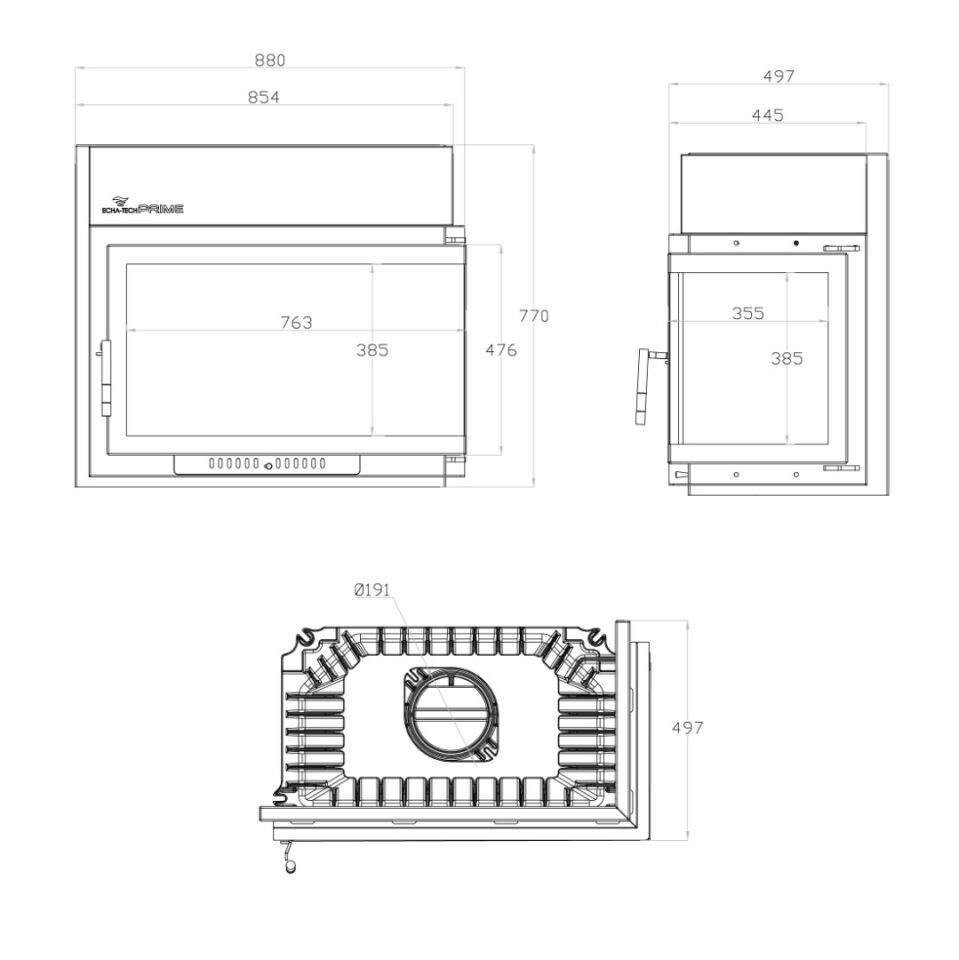 Echa Tech Döküm Şömine Sağ Açık Font 800