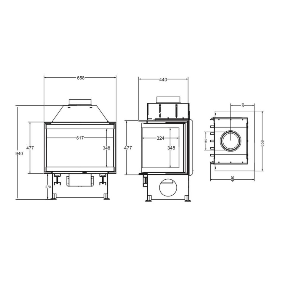 A Caminetti Crystal 60 Lık Çelik Şömine Haznesi Open Side Üç Açık