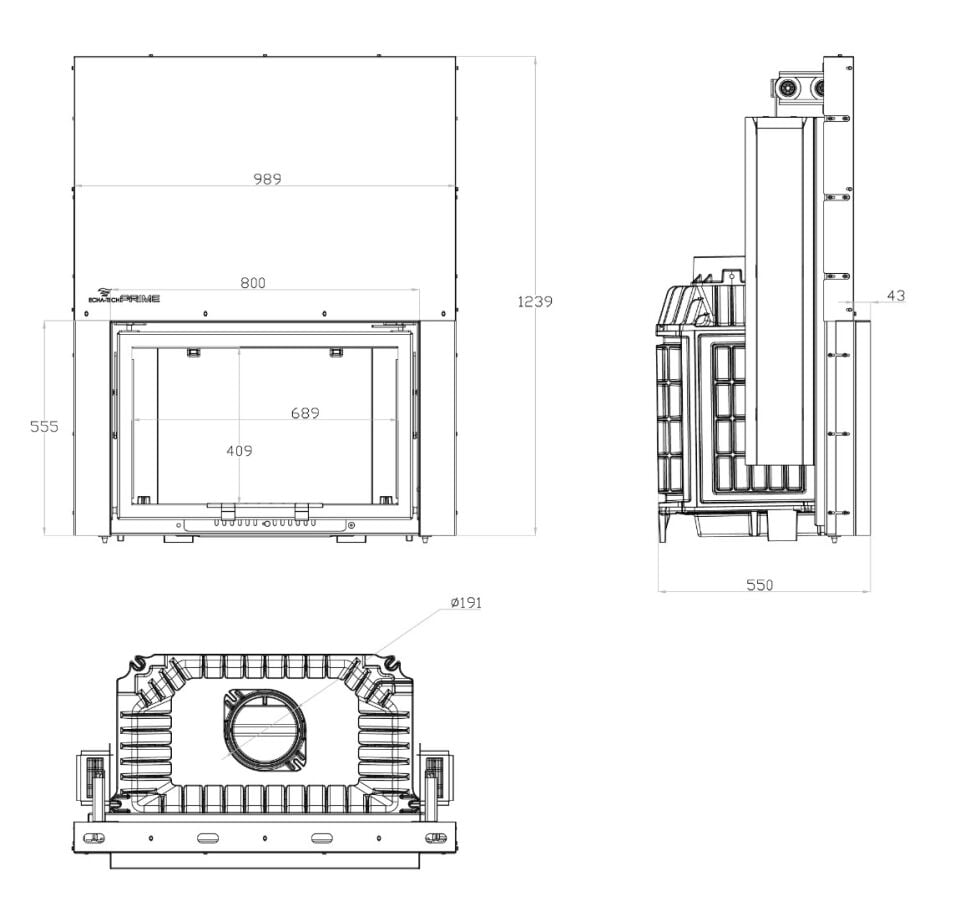 Echa Tech Asansörlü Döküm şömine Haznesi Font 800