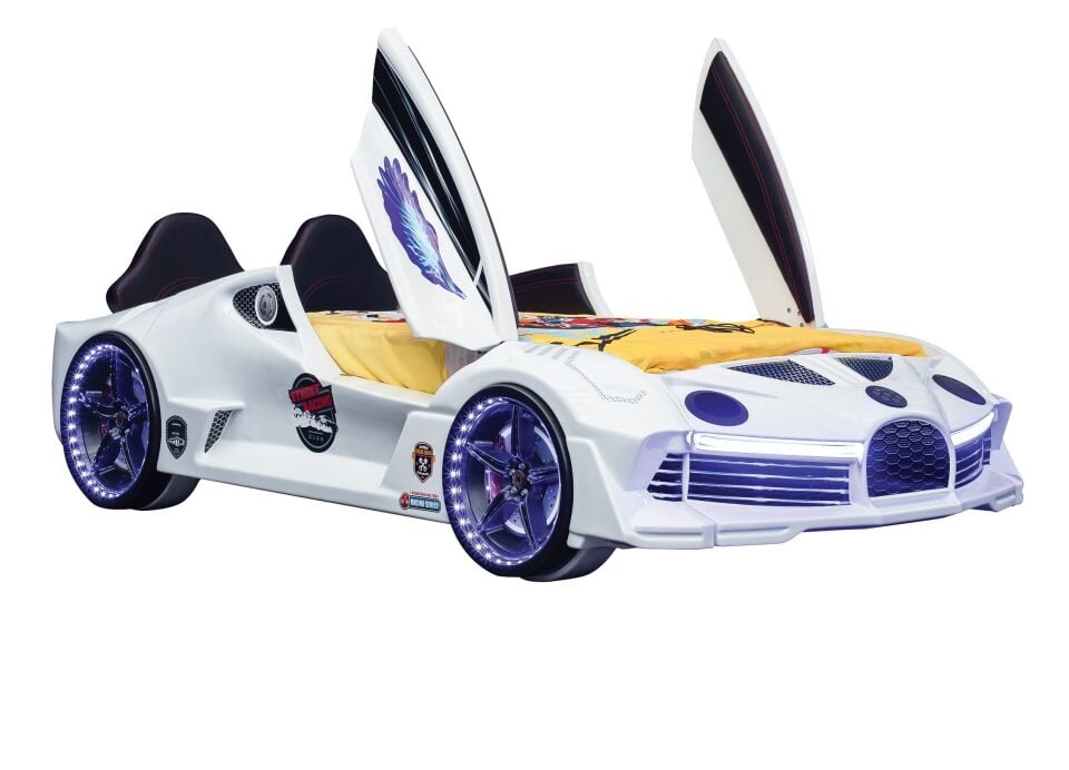 Kaju Carbeds Arabalı Çocuk Yatak Moon Aero Premium Beyaz