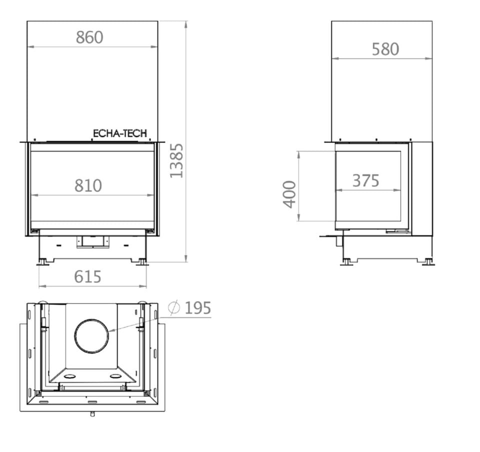 Echa Tech Asansörlü Çelik Şömine Haznesi 3V 80