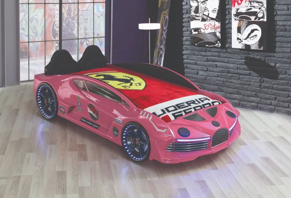 Kaju Carbeds Arabalı Çocuk Yatak Moon Premium Pembe