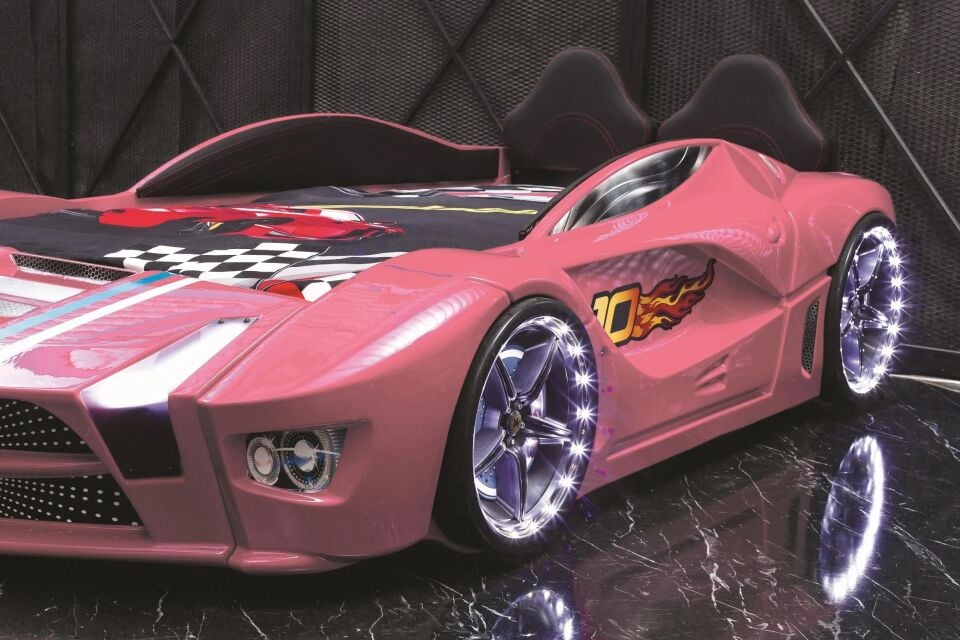 Kaju Carbed Arabalı Çocuk Yatak Luxury Full Pembe