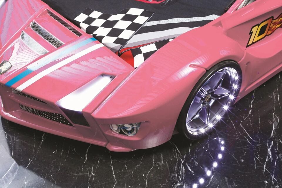 Kaju Carbed Arabalı Çocuk Yatak Luxury Full Pembe