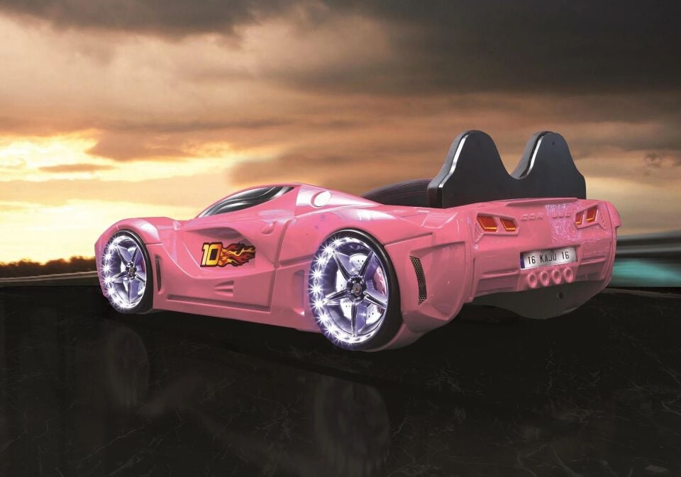 Kaju Carbed Arabalı Çocuk Yatak Luxury Full Pembe