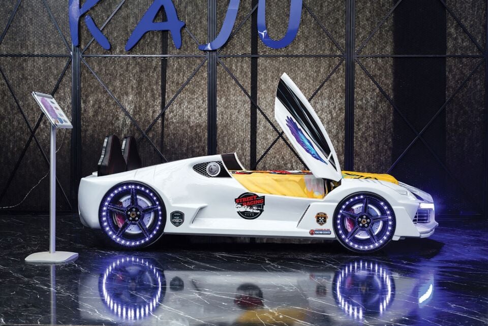 Kaju Carbed Arabalı Çocuk Yatak Moon Aero Full Beyaz