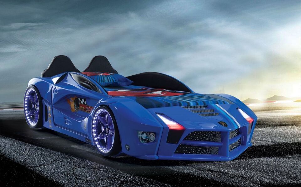 Kaju Carbeds Arabalı Çocuk Yatak Luxury Full Mavi