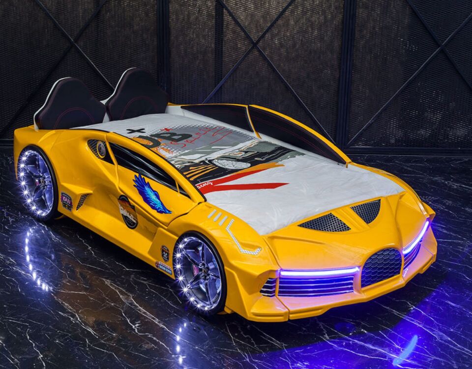 Kaju Carbeds Arabalı Çocuk Yatak Moon Aero Full Sarı