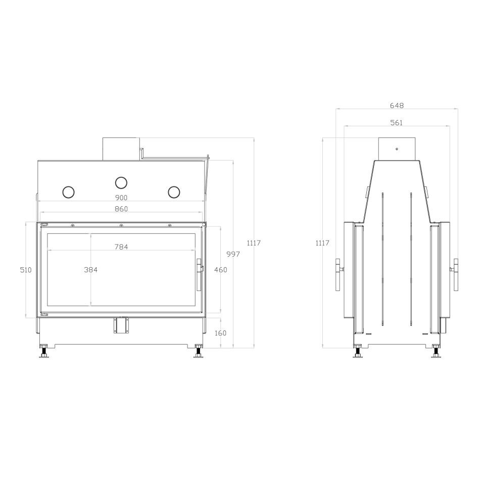 Echa Tech Tünel Çelik Şömine Haznesi Çift Yüzlü D 90 x 51