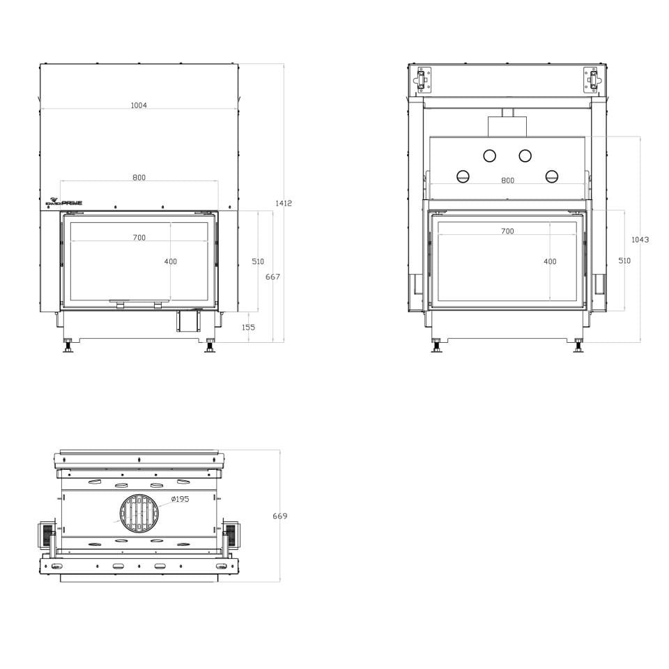 Echa Tech Asansörlü Tünel Çelik Şömine Haznesi Çift Yüzlü 80 x 51