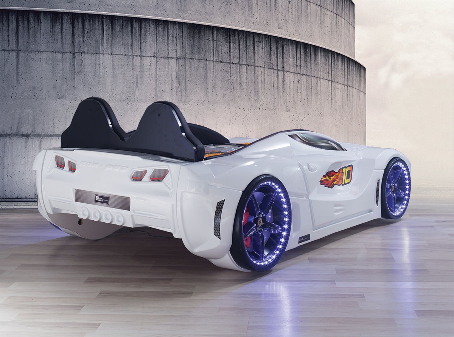 Kaju Carbeds Arabalı Çocuk Yatak Luxury Full Beyaz